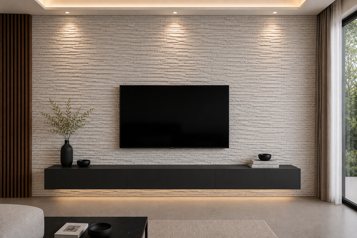 Fleksibilni kamen Bijeli Slagani Kamen | 118x58 cm – zidna obloga