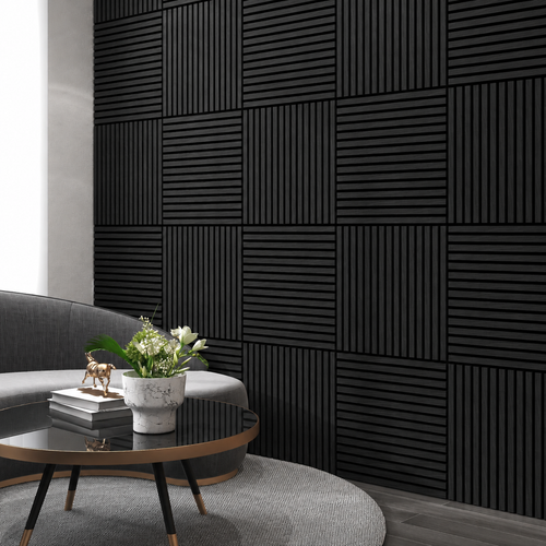Akustični zidni panel Crni Hrast | 60x60 cm | MDF letvice 27 mm