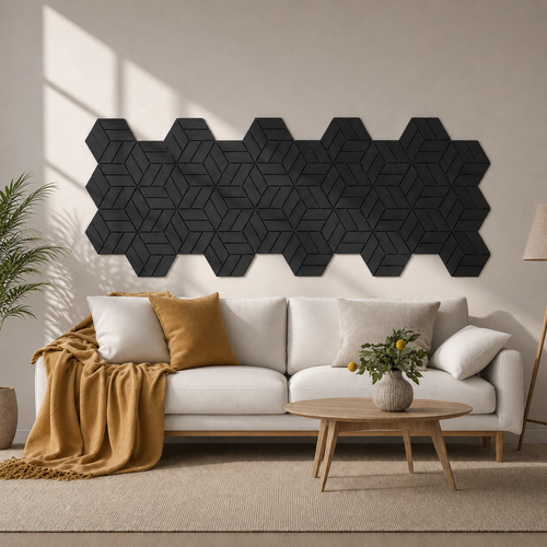 Akustični zidni panel Heksagon s uzorkom Crni Hrast | 30x29.5 cm