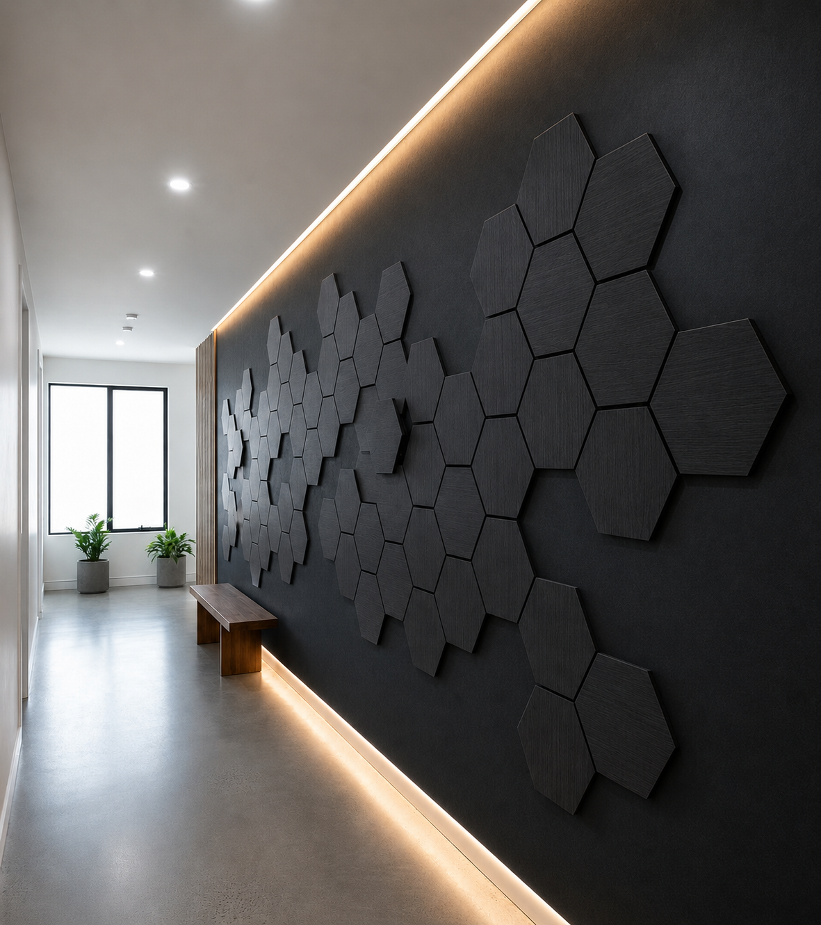 Akustični zidni panel Heksagon Crni Hrast | 30x29.5 cm