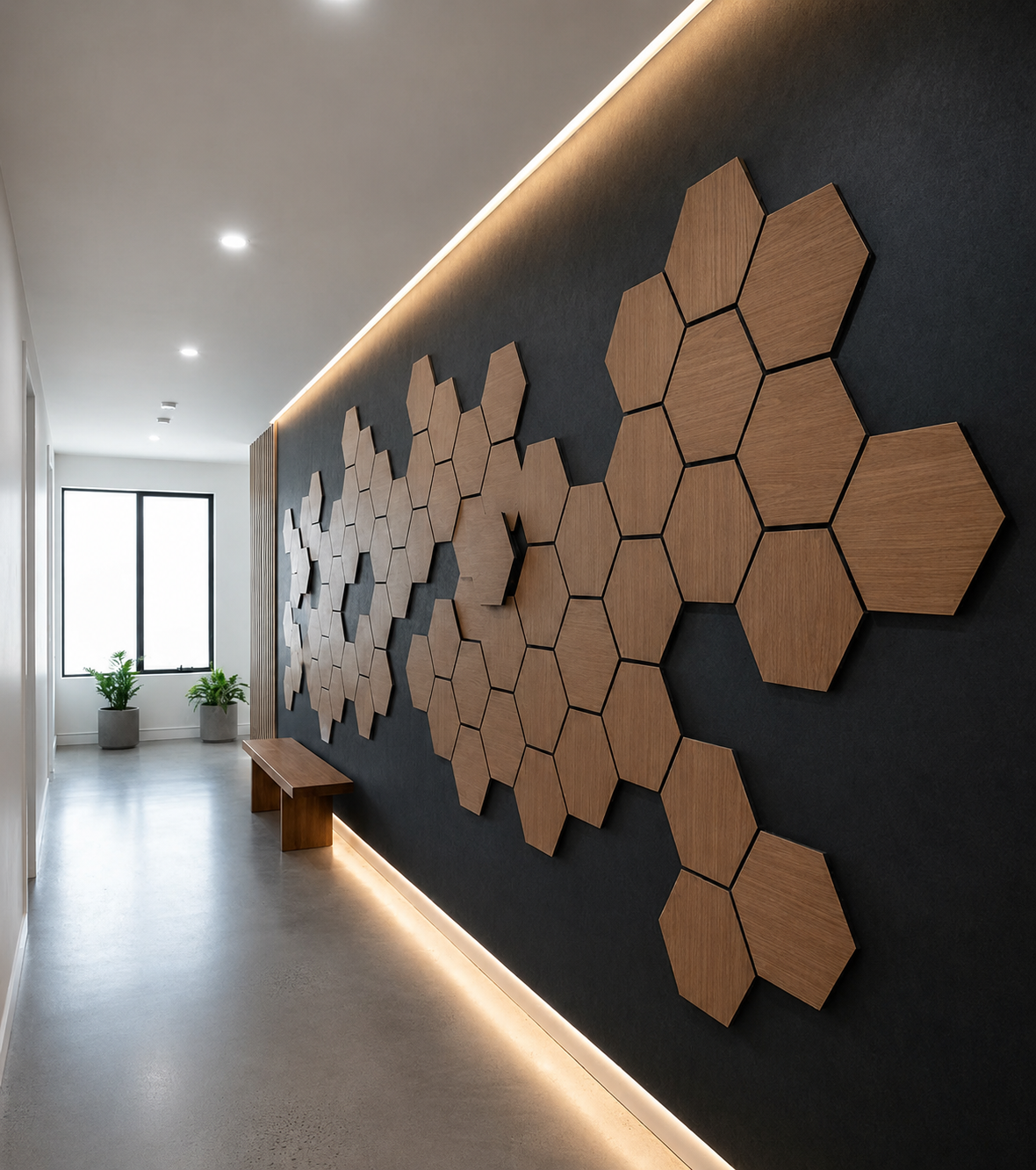Akustični zidni panel Heksagon Smeđi Hrast | 30x29.5 cm