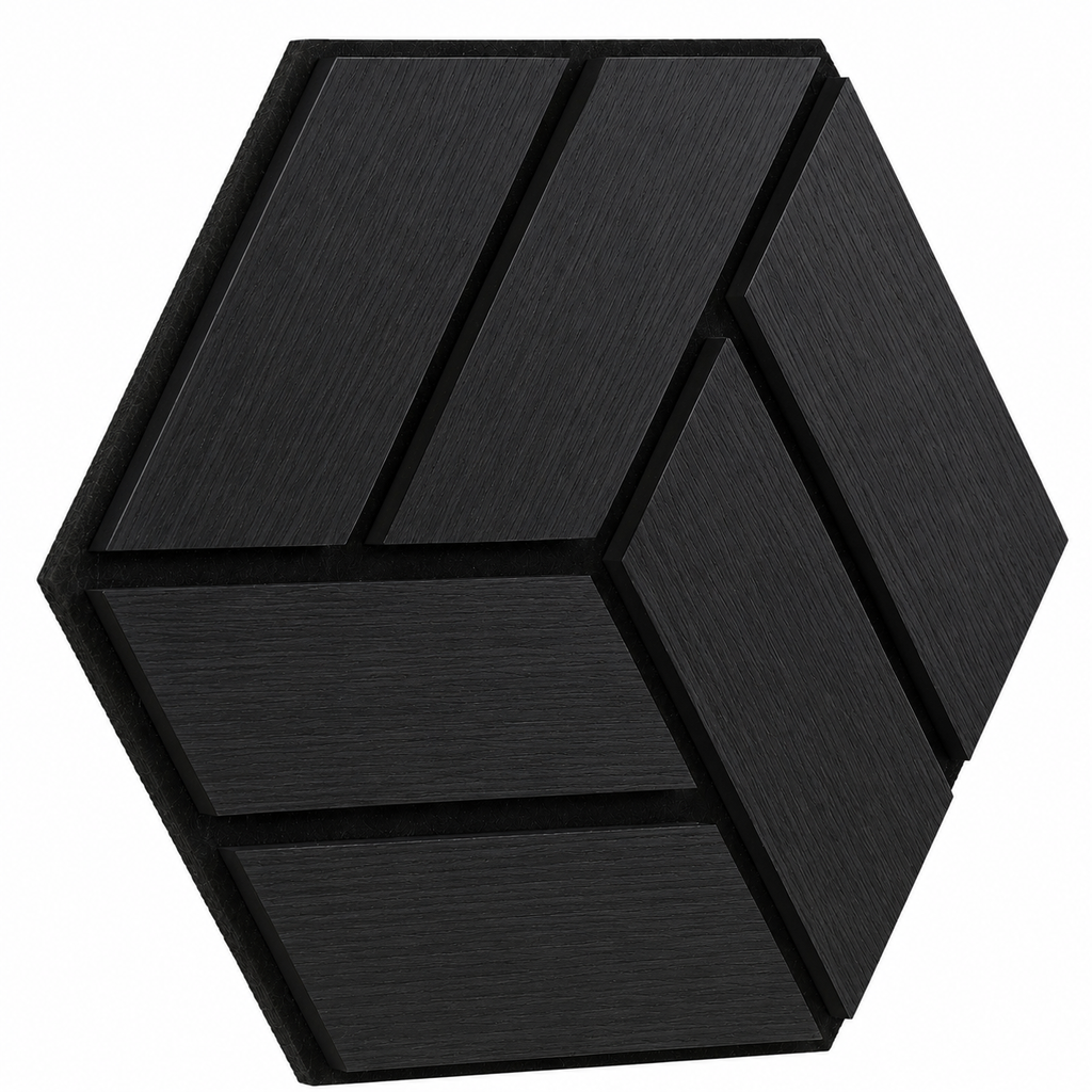 Akustični zidni panel Heksagon s uzorkom Crni Hrast | 30x29.5 cm