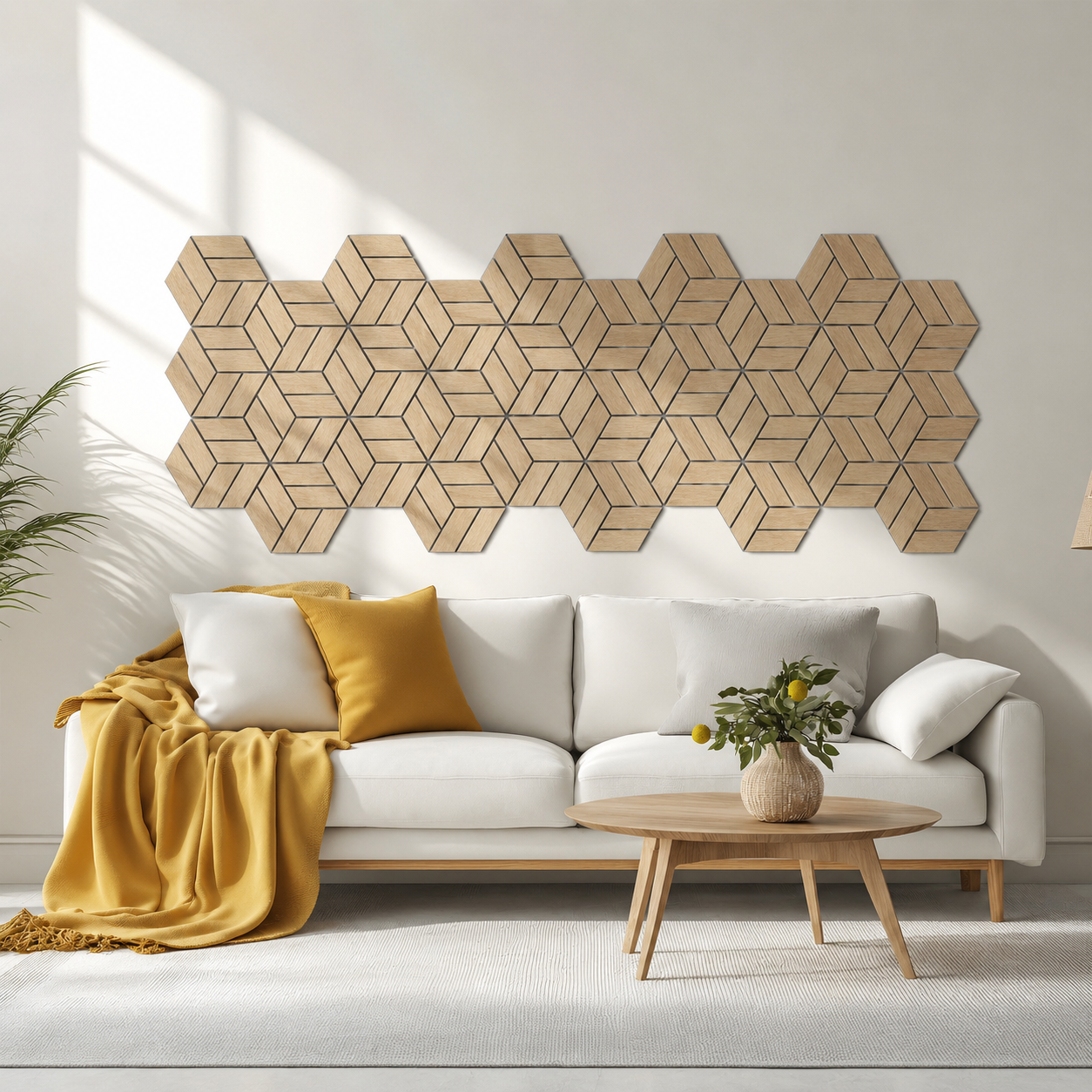 Akustični zidni panel Heksagon s uzorkom Svijetli Hrast | 30x29.5 cm